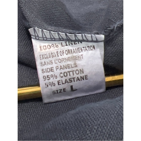 Lina Tomei Dress Women’s Large Blue Gray Linen Sleeveless Beaded Lagenlook Italy - Picture 13 of 14